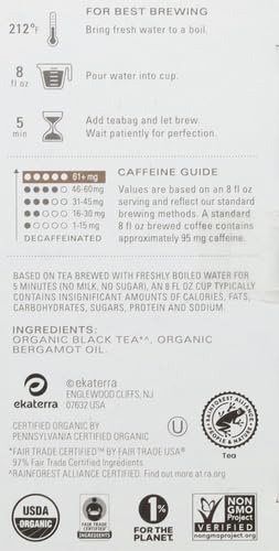 TAZO Organic Earl Grey Tea Bags, Black tea with Caffeine, 16 Total Tea Bags (Pack of 2)