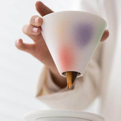 Handmade Color Rainbow Pour Over Coffee Maker Set, Ceramic Coffee Dripper Brewer Heat Resistant Coffee Pot Decanter ACM05C