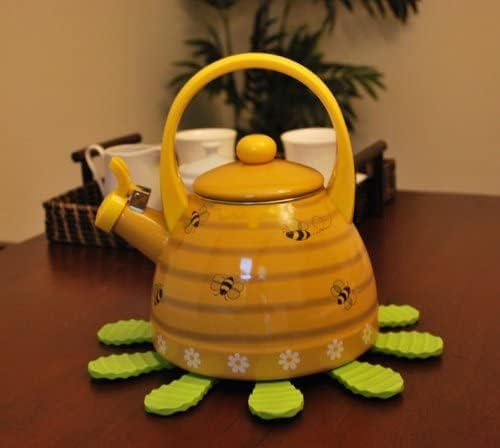 Whistling Tea Kettle for Stove Top Enamel on Steel Teakettle, Supreme Housewares Bee Hive Design Teapot Water Kettle Cute Kitchen Accessories Teteras (2.4 Quart, Bee Hive)