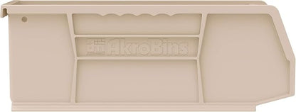 Akro-Mils 30224 AkroBins Plastic Storage Bins, Space-Saving Stackable Bins for Garage, Pantry, Craft Organization, 11" L x 4" W x 4" H, Stone, 12-Pack