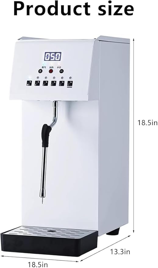 FullAutomatic 6L Steam Milk Frother Machine Commercial Steam Boiling Water and Frothing Machine with LCD Display for Tea and Coffee
