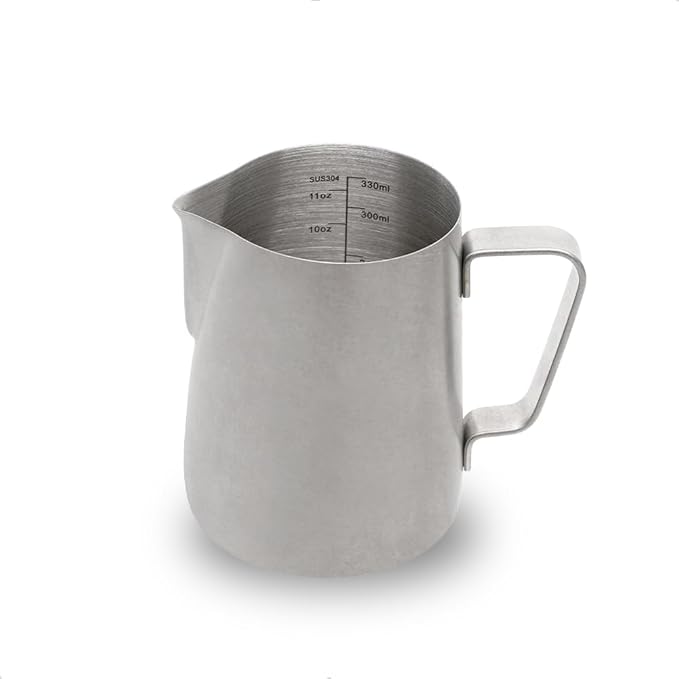 watchget Stainless Steel Milk Frothing Pitcher 12oz/350ml - Espresso Steaming Pitcher for Cappuccino, Latte Art, Coffee Machine Accessories Milk Jug Coffee Frother Cup, Matte Vintage