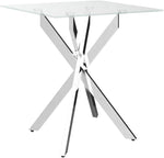 Load image into Gallery viewer, Modern Style Square Side Table with Tempered Glass Top and Metal Tubular Legs, Silver 20”Dx20”Wx22”H