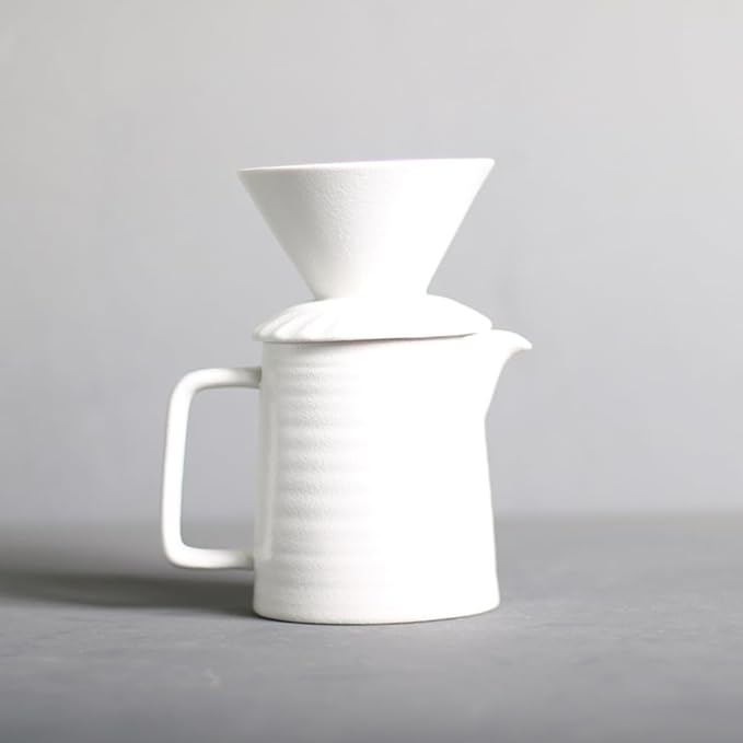 Handmade Black Pour Over Coffee Maker Set, Ceramic Coffee Dripper Brewer Heat Resistant Coffee Pot Decanter ACM03W
