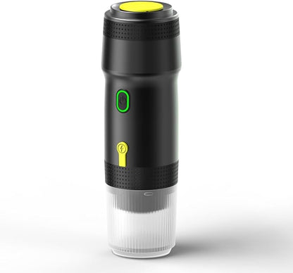 Portable Espresso Maker – 20 Bar Pressure Mini Coffee Machine, Battery Operated, Compatible with Ground Coffee and Select Pods, Includes Car Charger, for Hot & Iced Coffee (Black)