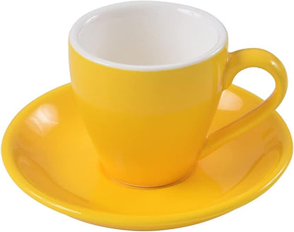 Porcelain Espresso Cup with Saucer, Espresso shot Cup, 80ml/2.7Oz, Yellow