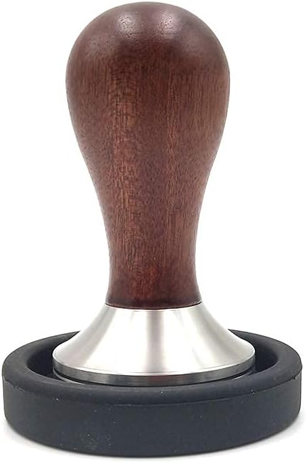 58mm Coffee Tamper Espresso Hand Tamper 304 Stainless Steel Espresso Wooden Handle Coffee Tamper with Mat (58mm)