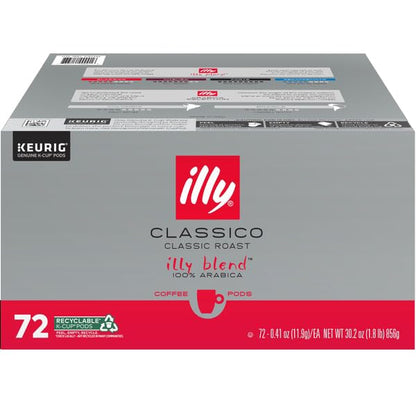 Illy Coffee K Cups - Pods For Keurig Machines – Classico Roast - Caramel, Orange Blossom & Jasmine - Mild, Flavorful & Balanced Flavor - No Preservatives – 72 Count