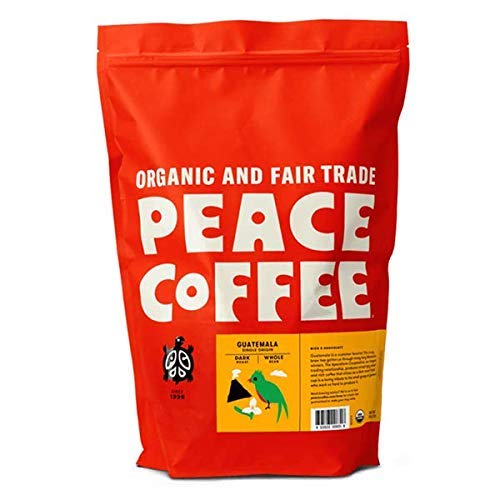 Peace Coffee Guatemala Single Origin Coffee | 5 lb Whole Bean Dark Roast | Organic Fair Trade | Rich, Chocolatey Flavor | Shade Grown, Fresh Roasted
