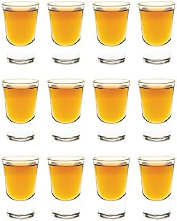 Vikko 1 Ounce Shot Glasses, Set of 12 Small Liquor and Spirit Glasses, Durable Tequila Bar Glasses For Alcohol and Espresso Shots (Cheerio - 1 Oz)