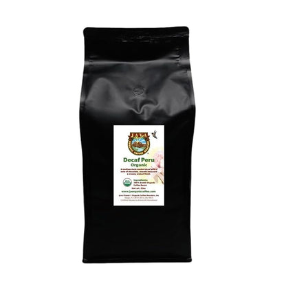 Low Acid Organic Coffee – Whole Bean, Mold-Free & Stomach Friendly by Java Planet, Peruvian Single Origin Decaf Coffee, Water Process, Medium Dark Roast, Smooth Full Flavored, 5LB Bag