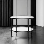 Load image into Gallery viewer, VINGLI 25.6" Round Black Coffee Tables for Living Room, 2-Tier Glass Top Coffee Table with Storage Clear Coffee, Simple &amp; Modern Center Table for Small Space