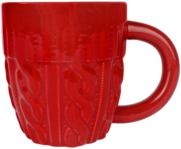 Sweet Water Decor Red Sweater Coffee Mug, 18oz Ceramic Christmas Mug, Dishwasher & Microwave Safe, Large Holiday Winter Cup for Coffee, Tea & Hot Chocolate, Stocking Stuffer Gifts for Women