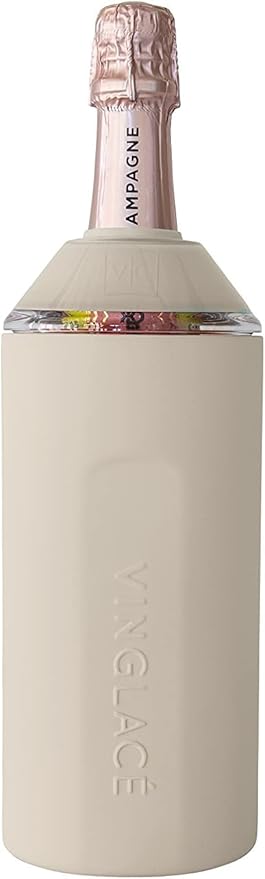 Personalized Vinglacé Wine & Champagne Bottle Chiller - A Unique Customized Gift for Wine Lovers (Sand)