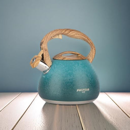 POLIVIAR Tea Kettle, 2.7 Quart Stovetop Tea Kettle, Audible Whistling Teapot with Crackle Finish, Food Grade Stainless Steel for Anti-Rust, Anti Hot Handle, Suitable for All Heat Sources (JX2023-LYD)