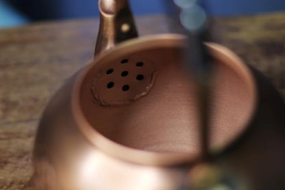 KunwuShan KWS Handmade Copper Teapot, 1.5mm Thick, 1600ml, Red, No Coating, Pure Copper, Large Size, With Lid