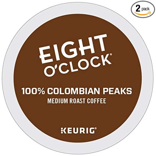 Eight O'Clock Coffee Colombian Peaks, Single-Serve Keurig K-Cup Pods, Medium Roast Coffee, 24 Count (Pack of 2)