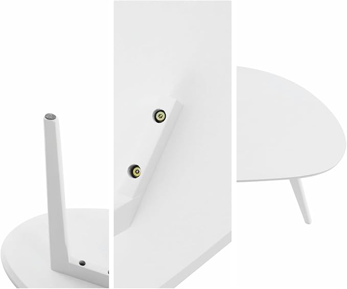 FIRMINANA Small White Oval Coffee Table for Small Space,Simple Modern Table for Apartment or Livingroom Corner,White,18.9" D x 33.47" W x 15.75" H