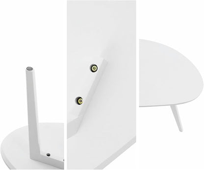 FIRMINANA Small White Oval Coffee Table for Small Space,Simple Modern Table for Apartment or Livingroom Corner,White,18.9" D x 33.47" W x 15.75" H