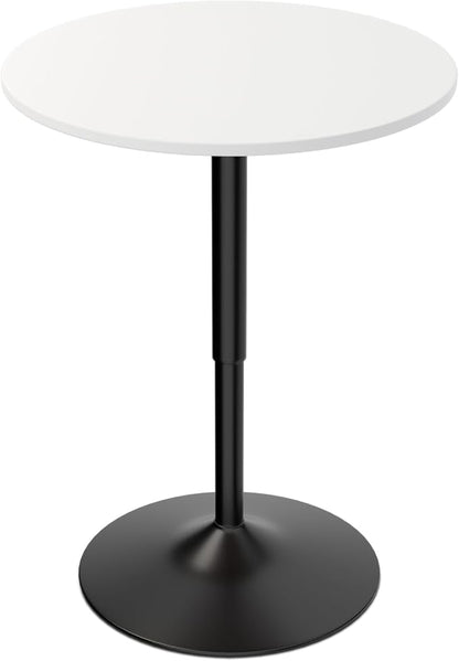 Magshion 23.5'' Round Adjustable Height Wood Bar Pub Table Adjustable Range 27.5"-36" Living Room Dining Room Bar Cocktail Table (White Black)