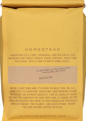 Stumptown Coffee Roasters, Homestead Blend - Whole Bean Coffee - 12 Ounce Bag, Direct Trade Coffee, Flavor Notes of Milk Chocolate, Cherry and Orange