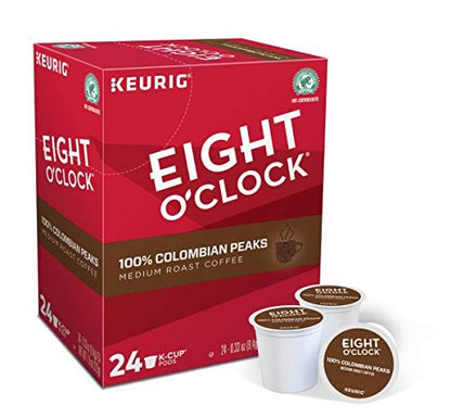 Eight O'Clock Coffee Colombian Peaks, Single-Serve Keurig K-Cup Pods, Medium Roast Coffee, 24 Count (Pack of 2)