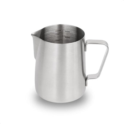 watchget Stainless Steel Milk Frothing Pitcher 12oz/350ml - Espresso Steaming Pitcher for Cappuccino, Latte Art, Coffee Machine Accessories Milk Jug Milk Frother Cup, Matt Silver