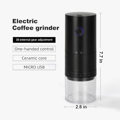 Portable Electric Burr Coffee Grinder with 38 Adjustable Grind Settings - USB Rechargeable Ceramic Core Conical Burr, Coffee Bean Grinder for Espresso, French Press, Travel, Camping, Home & Office Use