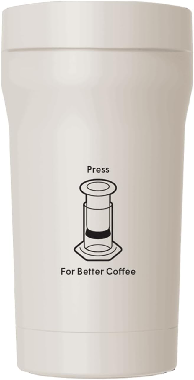 AeroPress Stainless Steel Travel Coffee Tumbler - Double-Wall Insulation for Hot or Cold Drinks with a Splash-Resistant Lid and Built-In Filter Storage, Cup Holder Friendly - 16 oz, Cream