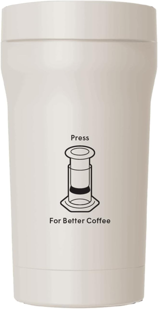 AeroPress Stainless Steel Travel Coffee Tumbler - Double-Wall Insulation for Hot or Cold Drinks with a Splash-Resistant Lid and Built-In Filter Storage, Cup Holder Friendly - 16 oz, Cream