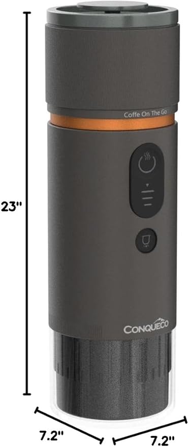 CONQUECO Portable Espresso Machine Travel: 12v Car Coffee Maker for Camping - Small Electric - 2.5 Mins Heating - 8 Cups Espresso for One Charge