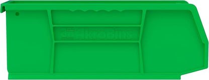 Akro-Mils 30224 AkroBins Plastic Storage Bins, Space-Saving Stackable Bins for Garage, Pantry, Craft Organization, 11" L x 4" W x 4" H, Green, 12-Pack