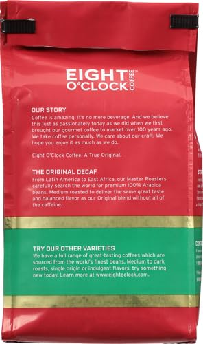 Eight O'Clock Coffee The Original Decaf Ground Coffee, Medium Roast, 12 Ounce (Pack of 1) - Sweet, Fruity, Well Balanced