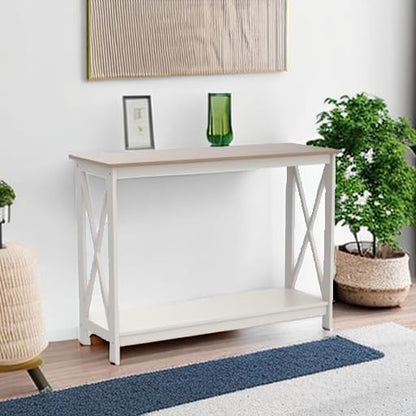PHI VILLA White Entryway Table, Farmhouse Console Table Narrow Sofa Table Hallway, Ivory Skinny Entry Table