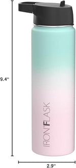 Load image into Gallery viewer, IRON °FLASK Camping &amp; Hiking Hydration Flask with Straw, Wide Mouth Insulated Stainless Steel Sports Water Bottle - 22 oz Bubble Gum