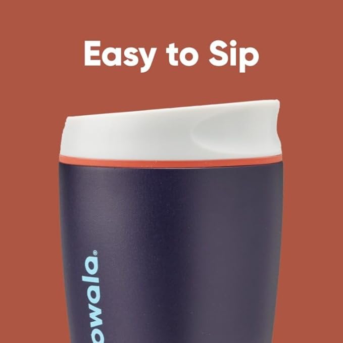 Owala SmoothSip Insulated Stainless Steel Coffee Tumbler, Reusable Iced Coffee Cup, Hot Coffee Travel Mug, Perfect for Cappuccino, BPA Free, 10 oz, Navy (Telescope Tales)