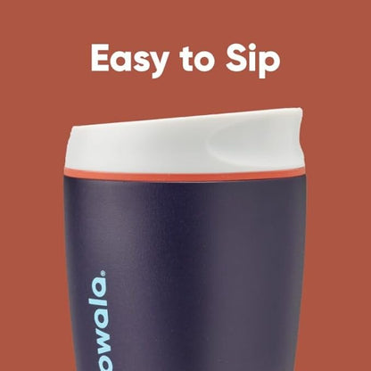 Owala SmoothSip Insulated Stainless Steel Coffee Tumbler, Reusable Iced Coffee Cup, Hot Coffee Travel Mug, Perfect for Cappuccino, BPA Free, 10 oz, Navy (Telescope Tales)