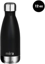 Load image into Gallery viewer, MIRA 12 oz Insulated Water Bottle - Slim Stainless Steel Cola Shape Thermo - Double Wall Hot &amp; Cold Flask (24Hr Cold/12Hr Hot) - Black