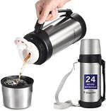 Load image into Gallery viewer, HoneyBee 41 Ounce,Vacuum Insulated Bottle,Coffee Thermos,Thermos for Hot Drinks. Twist and Pour TopThermos &amp; Cleaning Brush. Commute, Travel, and Picnic Friendly Portable.Bpa-Free .（Silver）