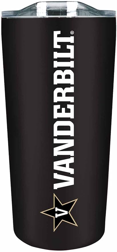 Campus Colors NCAA Stainless Steel Tumbler perfect for Gameday - 18 oz - Double Walled - Keeps Drinks Perfectly Insulated (Vanderbilt Commodores - Black)