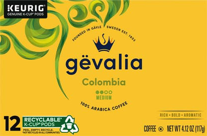 Gevalia Colombia Medium Roast 100% Arabica Keurig K-Cup Coffee Pods (12 ct Box)