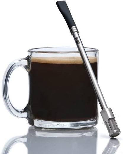 JoGo - The Original Coffee and Tea Brewing Straw - Portable Coffee Maker - Stainless Steel Single Serve Strainer - Filter Function for Hot & Cold Brew - Yerba Mate Straw for Loose Leaf Teas & Coffee