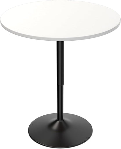 Magshion 31" Round Bar Table Height Adjustable 26"-35" Pub Table with Enlarged Base for Living Room Patio Bistro Café, White