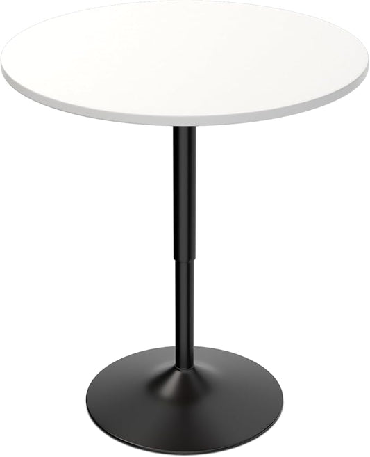 Magshion 31" Round Bar Table Height Adjustable 26"-35" Pub Table with Enlarged Base for Living Room Patio Bistro Café, White