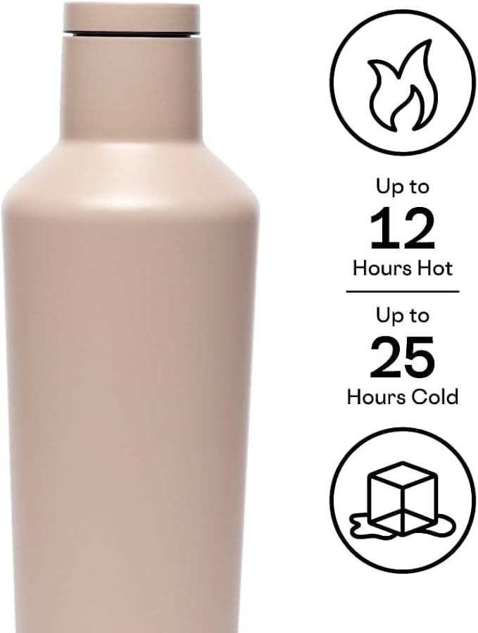 Corkcicle Classic Canteen - Keeps Drinks Cold for 25 Hours - Triple-Insulated Stainless Steel - Dishwasher Safe - Summer Drinkware Gift - Keeps Drinks Ice Cold - 16 oz - Desert