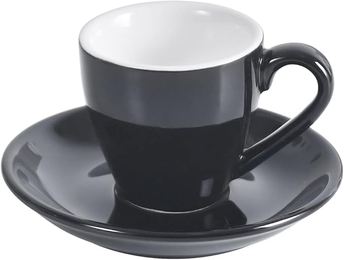 Porcelain Espresso Cup with Saucer, Espresso shot Cup, 80ml/2.7Oz, Black…