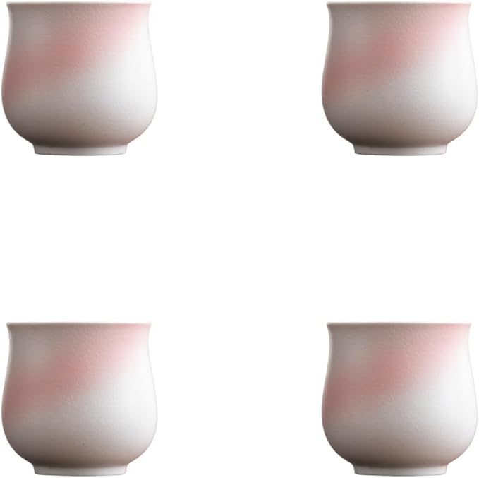 4-Oz Ceramic Espresso Cups Set - Multi-Color, Handle-Free Design for Home & Cafe | Dishwasher-Safe Stoneware Cups (Kiln turned pink, 4)