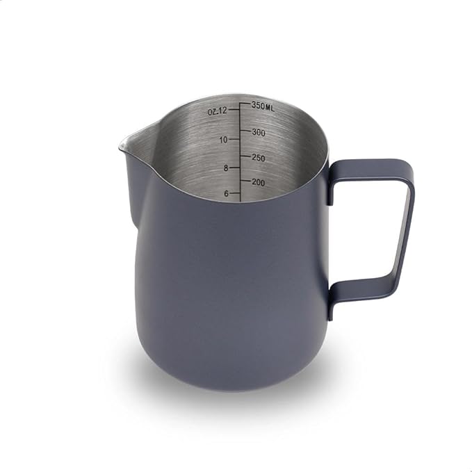 watchget Stainless Steel Milk Frothing Pitcher 12oz/350ml - Espresso Steaming Pitcher for Cappuccino, Latte Art, Coffee Machine Accessories Milk Jug Coffee Frother Cup, Blue