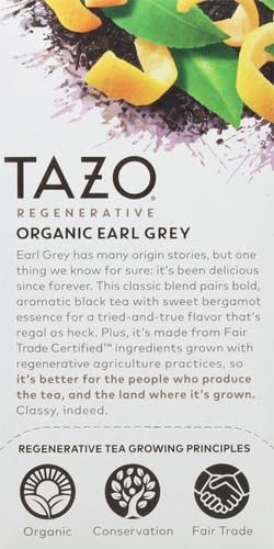 TAZO Organic Earl Grey Tea Bags, Black tea with Caffeine, 16 Total Tea Bags (Pack of 2)