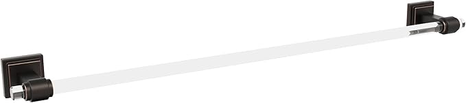 Amerock BH36064CORB | Clear/Oil-Rubbed Bronze Towel Bar | 24 in (610 mm) Towel Rack | Glacio | Bathroom Towel Holder | Bathroom Hardware | Bath Accessories